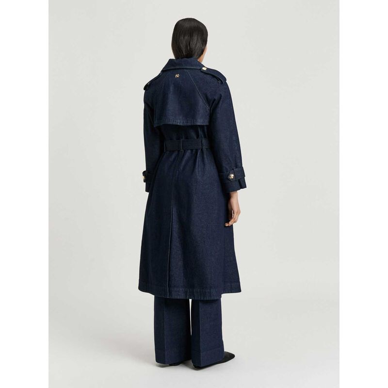 Veronika Maine Dark Indigo Denim Trench image number 1